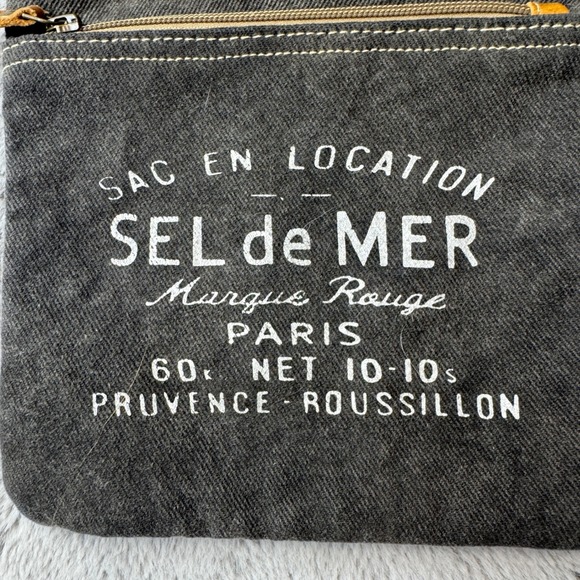 Myra Bag Sel de Mer Paris Canvas Leather Crossbody Bag Gray Small Messenger - Picture 9 of 15